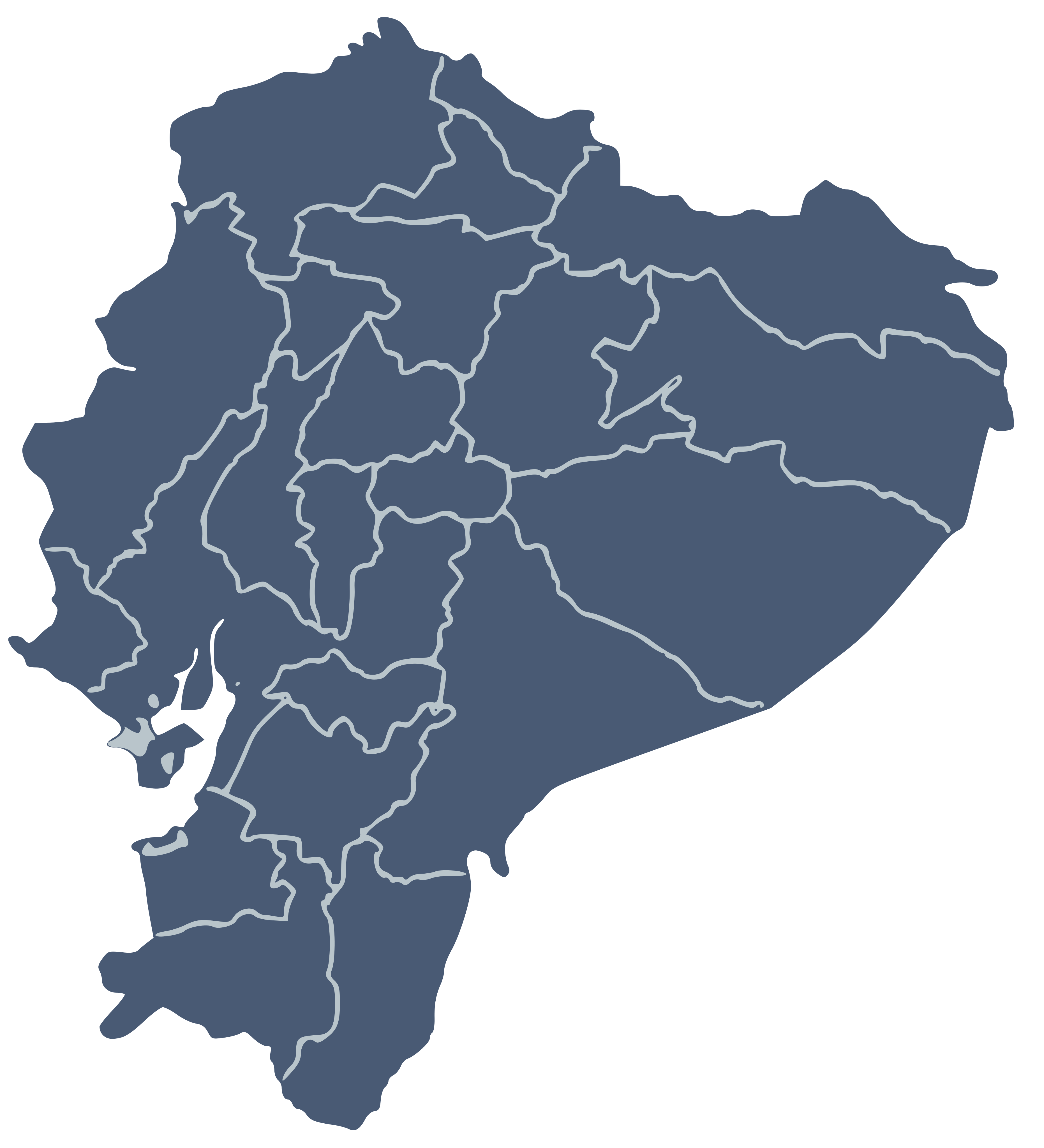 Mapa del Ecuador con las sucursales de CONSTRUELL